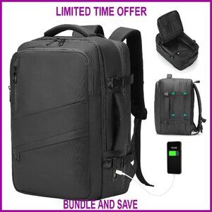 Expandable Carry-On Backpack with USB Port, Flight Approved, 18.9" Weekender
